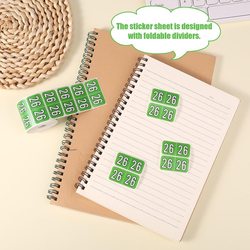 Sinbana 500pcs 2026 Year Stickers, 3/4x1-1/2 Inch File Folder Labels 26 Year Colored Self-Adhesive Medical Chart Number Stickers for Tab File Folders Office Supplies (Light Green) - Image 4